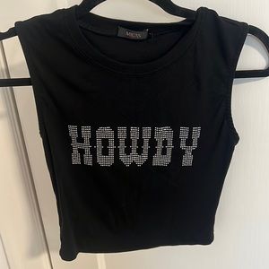 Black “Howdy” tank top